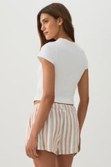 Linen Blend Mid Rise Shorts