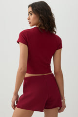 Basic Cropped Crew Neck T Shirt