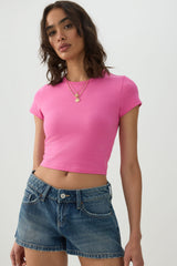 Basic Cropped Crew Neck T Shirt