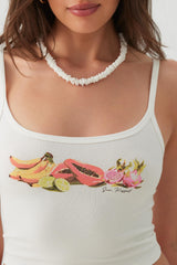 Graphic Ribbed Crop Tank Top