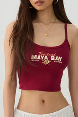 Graphic Ribbed Crop Tank Top
