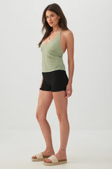Smocked Ruffled Knit Shorts