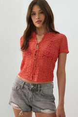 Lace Button-Front Top