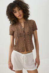 Lace Button-Front Top