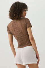 Lace Button-Front Top