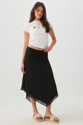 Asymmetrical Lace Midi Skirt