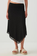 Asymmetrical Lace Midi Skirt