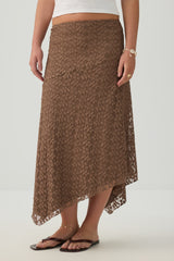 Asymmetrical Lace Midi Skirt