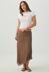 Asymmetrical Lace Midi Skirt