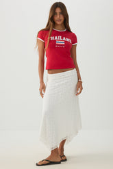 Asymmetrical Lace Midi Skirt