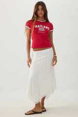 Asymmetrical Lace Midi Skirt