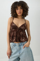 Tropical Flower Babydoll Tank Top
