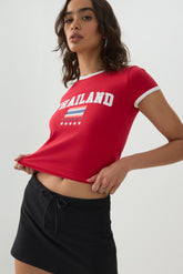 Contrast Trim Thailand Crop T-Shirt