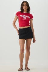 Contrast Trim Thailand Crop T-Shirt