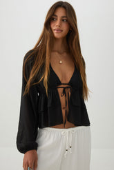 Chiffon Tie Front Top