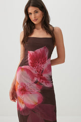 Floral Mesh Midi Dress