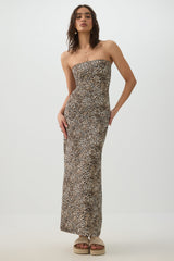 Leopard Tube Top Maxi Dress