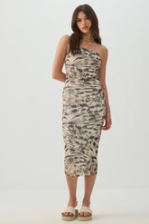 Strapless Mesh Midi Dress