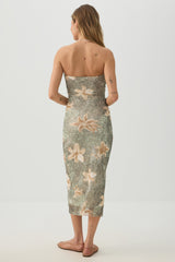Strapless Mesh Midi Dress