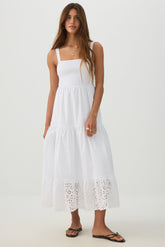 Eyelet Tiered Smocked Maxi Dress