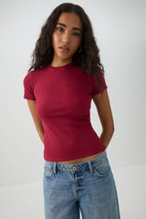 Rib Crew Neck T-Shirt