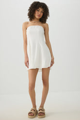 Mini Linen-Blend Tube Top Dress