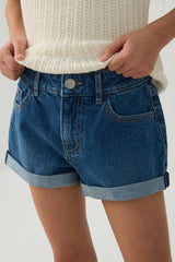 Rolled-Hem Denim Shorts