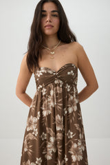 Strapless Floral Maxi Dress