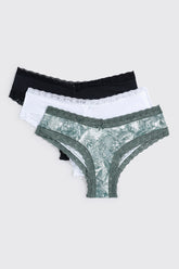 3-Pack Lace Trim Cheeky Panties