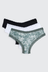 3-Pack Lace Trim Cheeky Panties