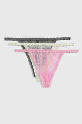 3-Pack Lace String Panties