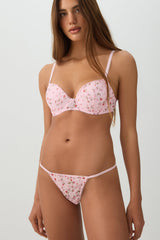 Printed Mesh Thong Panties