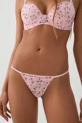 Printed Mesh Thong Panties
