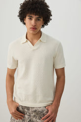 Textured Knit Johnny Collar Top