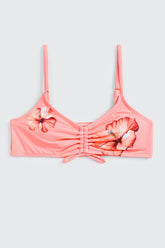 Ruched Floral Bikini Top
