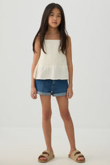 Textured Knit Peplum Tank