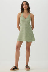 Striped Textured Knit Halter Dress