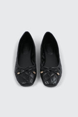 Quilted Square Toe Ballet Flats
