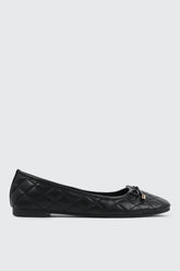 Quilted Square Toe Ballet Flats