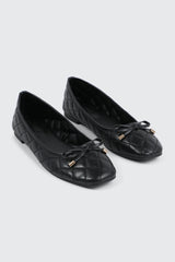 Quilted Square Toe Ballet Flats