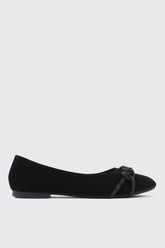 Faux Suede Ballet Flats with Braided Detail