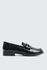 Black Faux Leather Loafers