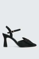 Flare Heel Pumps with Bow Detail