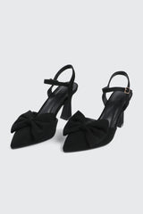 Flare Heel Pumps with Bow Detail