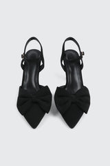 Flare Heel Pumps with Bow Detail