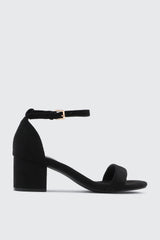 Faux Suede Block Heel Sandals