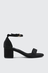 Faux Suede Block Heel Sandals