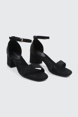 Faux Suede Block Heel Sandals