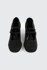Faux Suede Block Heel Mary Janes