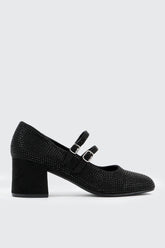 Faux Suede Block Heel Mary Janes